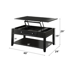 Malachi Black Coffee Table w/ Lift Top - Ornate Home
