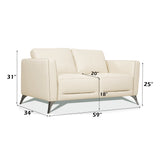 Malaga Cream Leather Loveseat - Ornate Home
