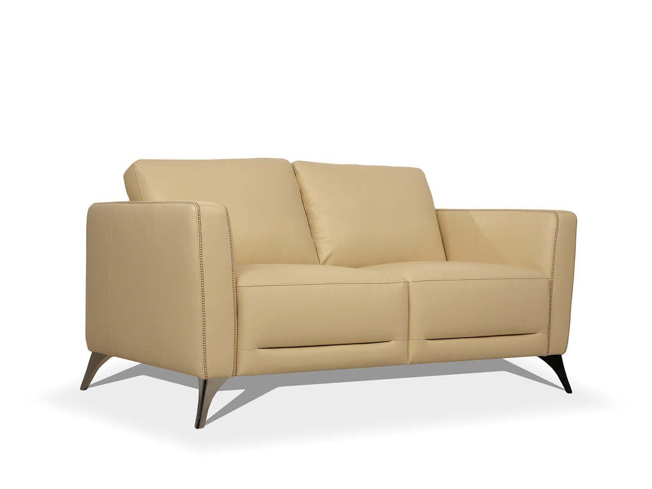 Malaga Cream Leather Loveseat - Ornate Home