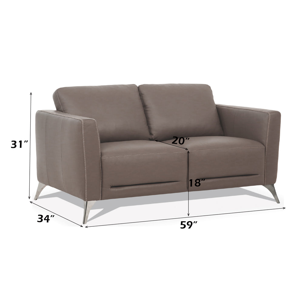 Malaga Taupe Leather Loveseat - Ornate Home