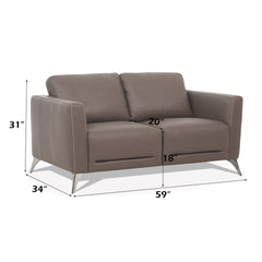 Malaga Taupe Leather Loveseat - Ornate Home