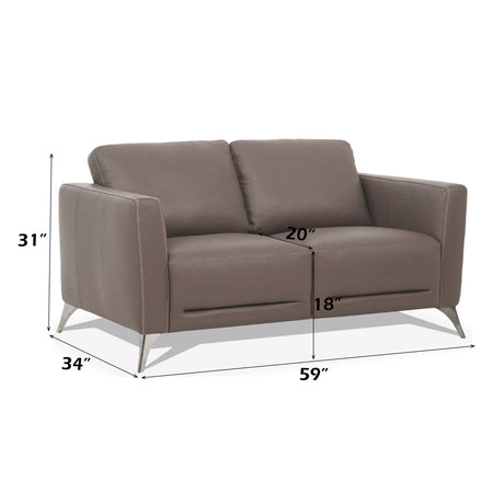 Malaga Taupe Leather Loveseat - Ornate Home