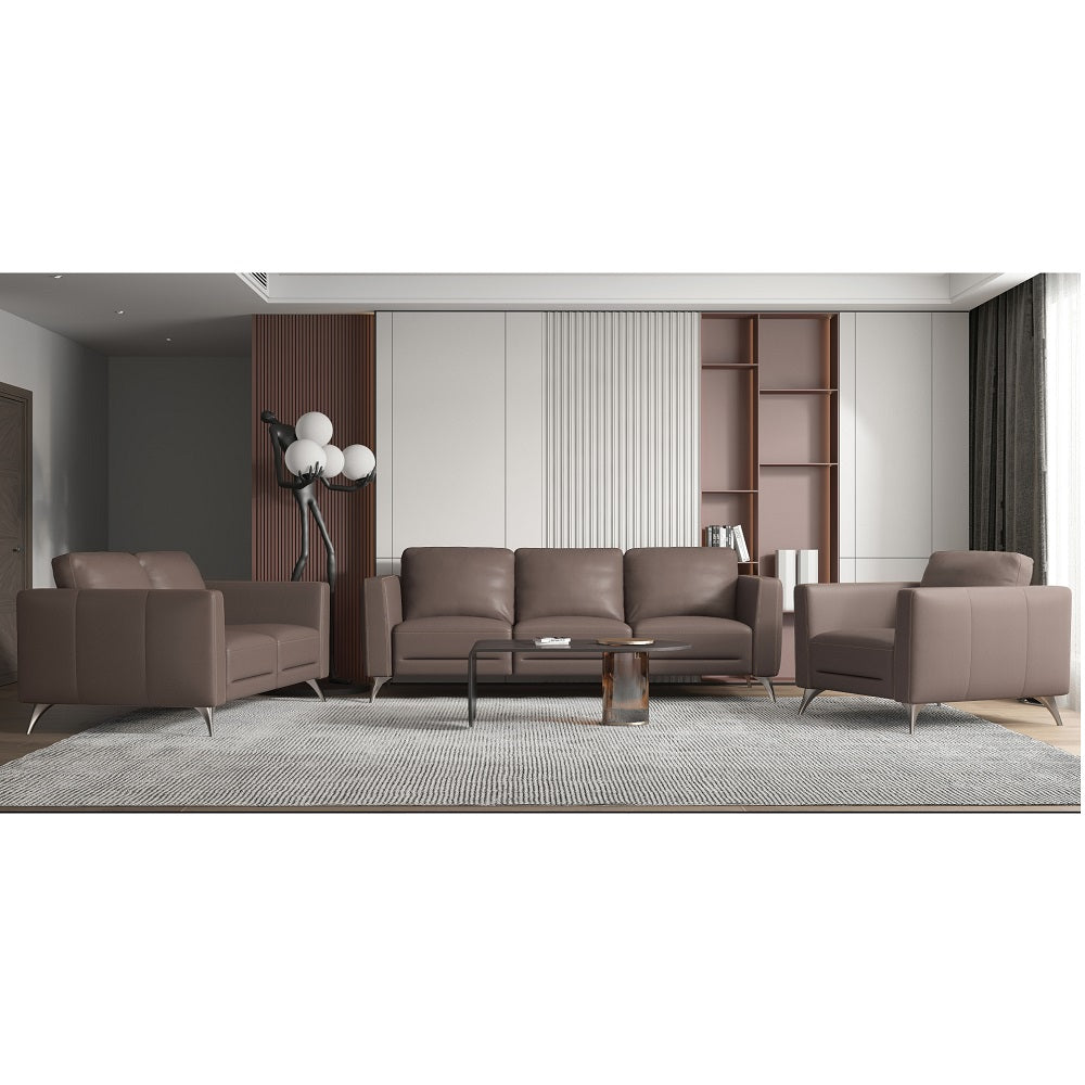 Malaga Taupe Leather Loveseat - Ornate Home