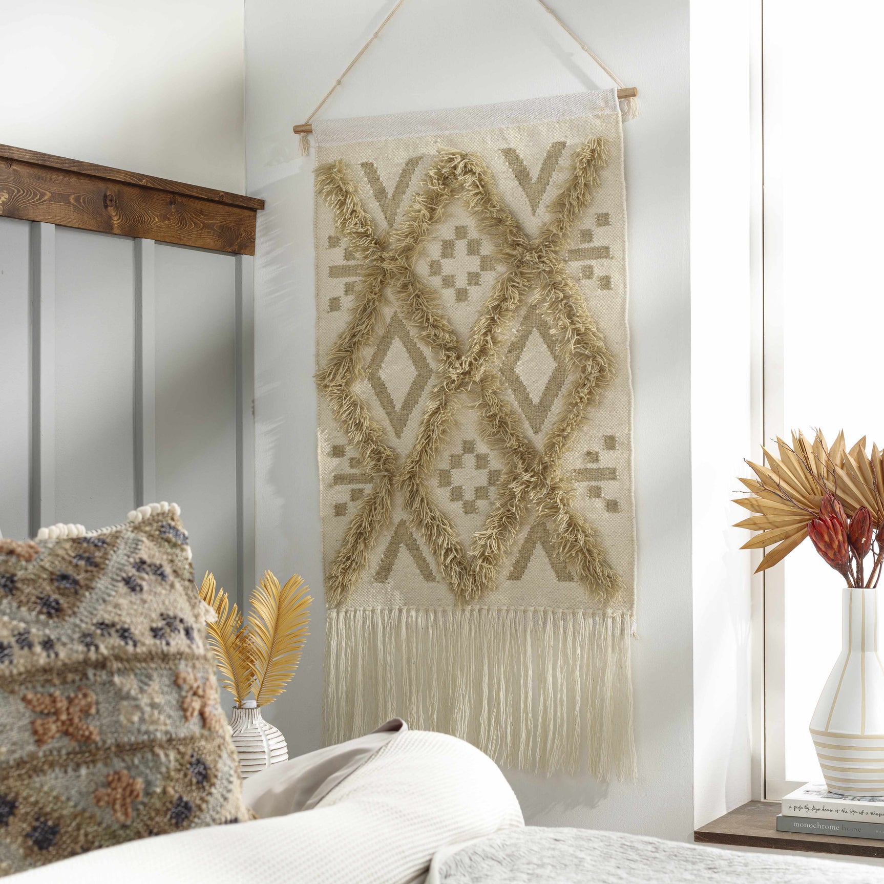 Malay Cream Diamond Fringe Wall Hanging - Clearance - Ornate Home