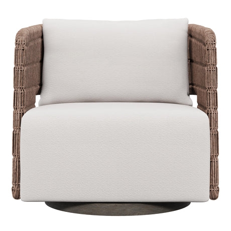 Maldives Hazelnut/Beige/Cream Outdoor Swivel Chair - Ornate Home