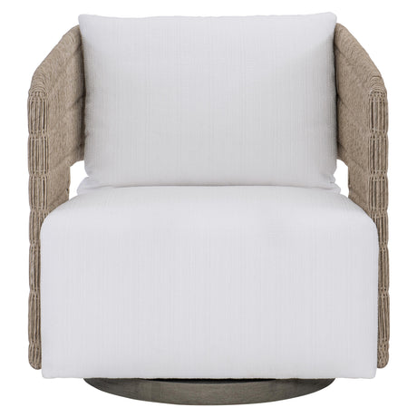 Maldives Hazelnut/White/Cream Outdoor Swivel Chair - Ornate Home