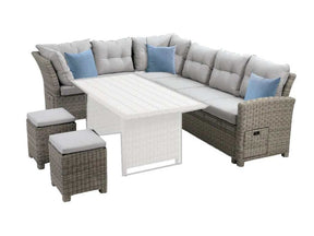 Malia Gray Sectional w/ 2 Ottomans - Ornate Home