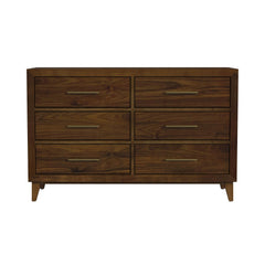 Malia Walnut 6-Drawer Dresser - Ornate Home