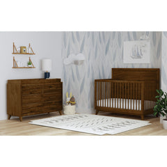 Malia Walnut Crib with High Headboard and Guardrail - Ornate Home