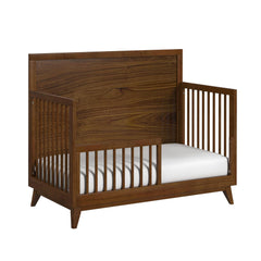 Malia Walnut Crib with High Headboard and Guardrail - Ornate Home