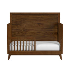 Malia Walnut Crib with High Headboard and Guardrail - Ornate Home