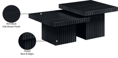 Malibu Black Wood And Oak Veneer 2-Piece Coffee Table - Ornate Home