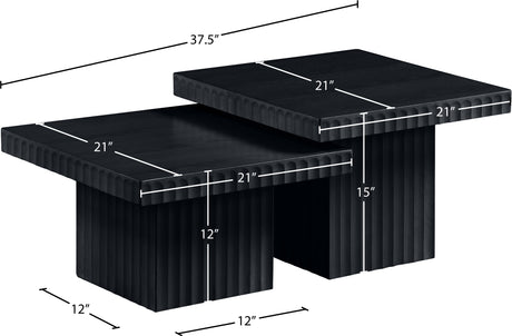 Malibu Black Wood And Oak Veneer 2-Piece Coffee Table - Ornate Home