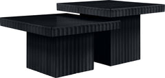 Malibu Black Wood And Oak Veneer 2-Piece Coffee Table - Ornate Home