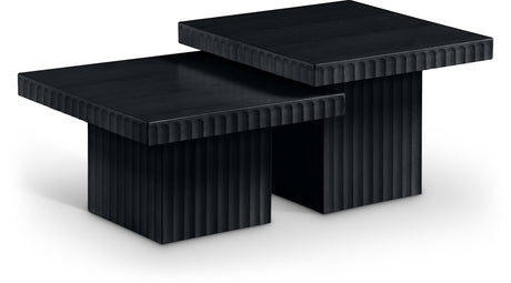 Malibu Black Wood And Oak Veneer 2-Piece Coffee Table - Ornate Home