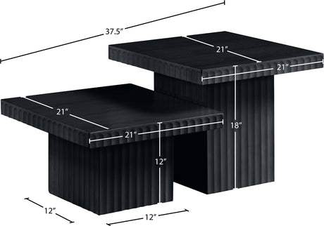 Malibu Black Wood And Oak Veneer 2-Piece Coffee Table - Ornate Home