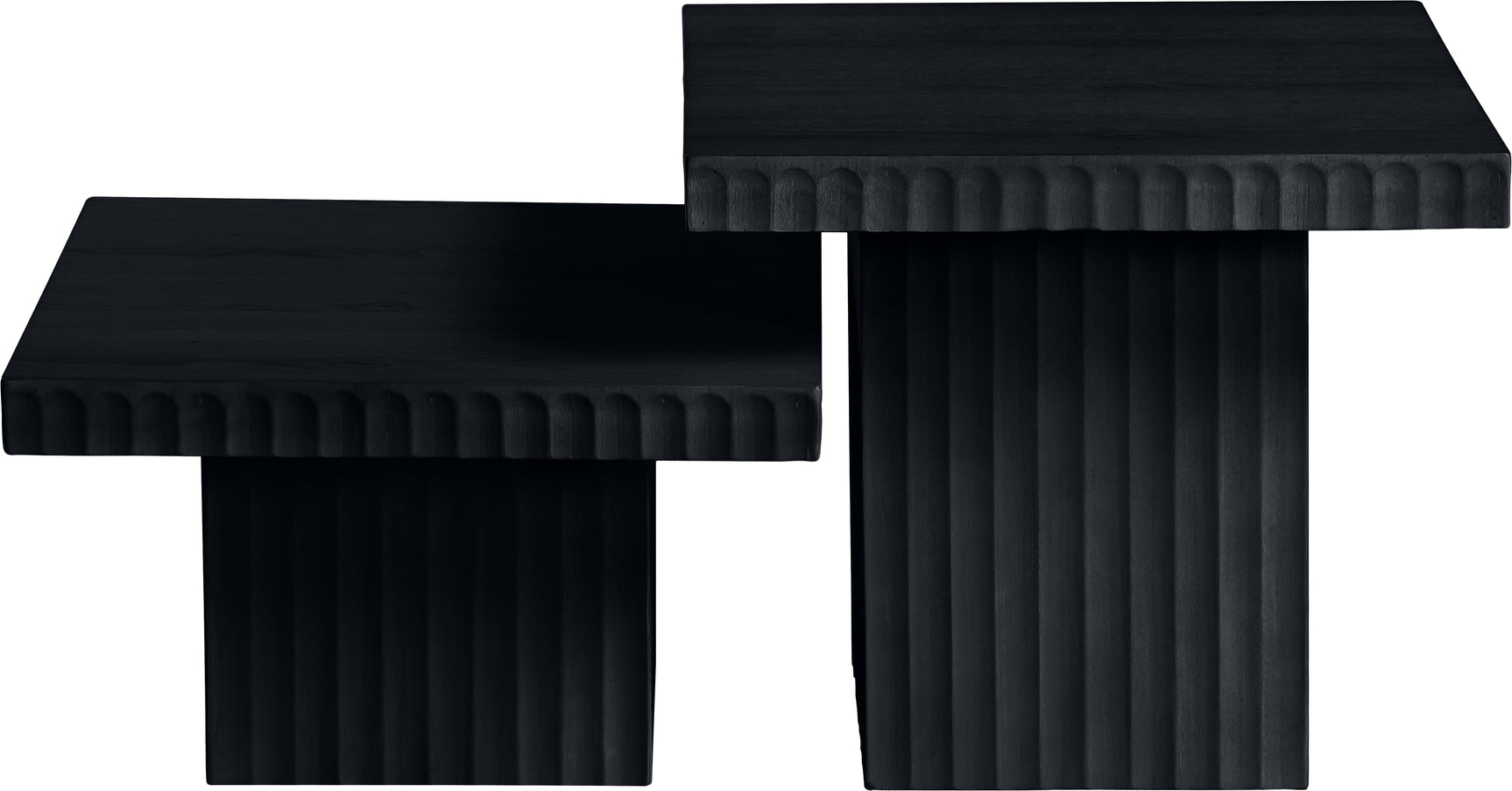 Malibu Black Wood And Oak Veneer 2-Piece Coffee Table - Ornate Home