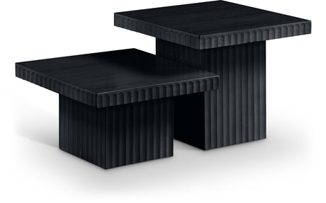 Malibu Black Wood And Oak Veneer 2-Piece Coffee Table - Ornate Home