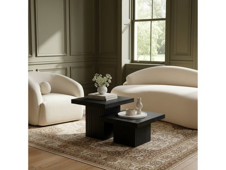 Malibu Black Wood And Oak Veneer 2-Piece Coffee Table - Ornate Home