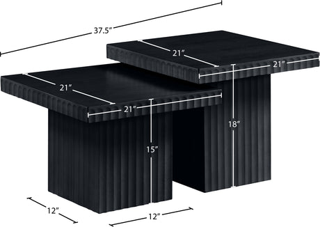 Malibu Black Wood And Oak Veneer 2-Piece Coffee Table - Ornate Home