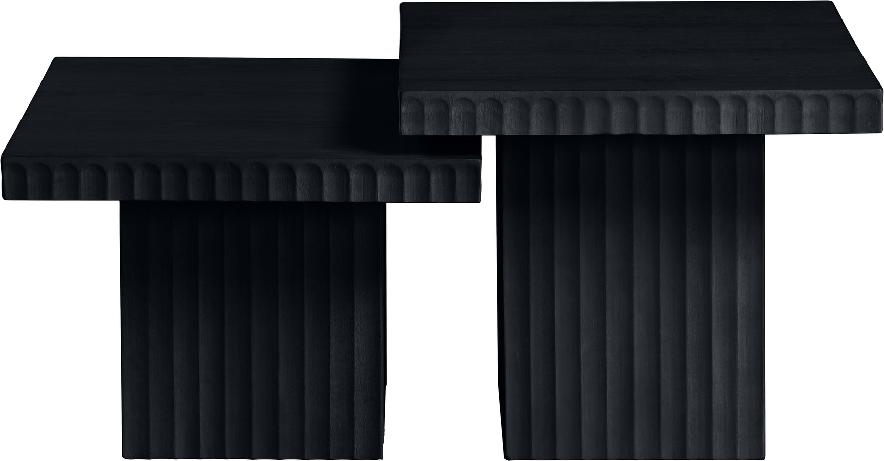 Malibu Black Wood And Oak Veneer 2-Piece Coffee Table - Ornate Home