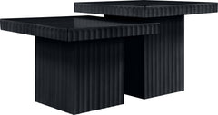 Malibu Black Wood And Oak Veneer 2-Piece Coffee Table - Ornate Home