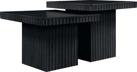 Malibu Black Wood And Oak Veneer 2-Piece Coffee Table - Ornate Home