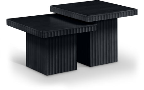 Malibu Black Wood And Oak Veneer 2-Piece Coffee Table - Ornate Home