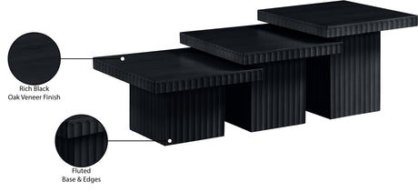 Malibu Black Wood And Oak Veneer 3-Piece Coffee Table - Ornate Home