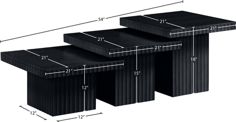 Malibu Black Wood And Oak Veneer 3-Piece Coffee Table - Ornate Home