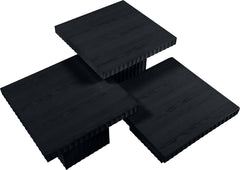 Malibu Black Wood And Oak Veneer 3-Piece Coffee Table - Ornate Home