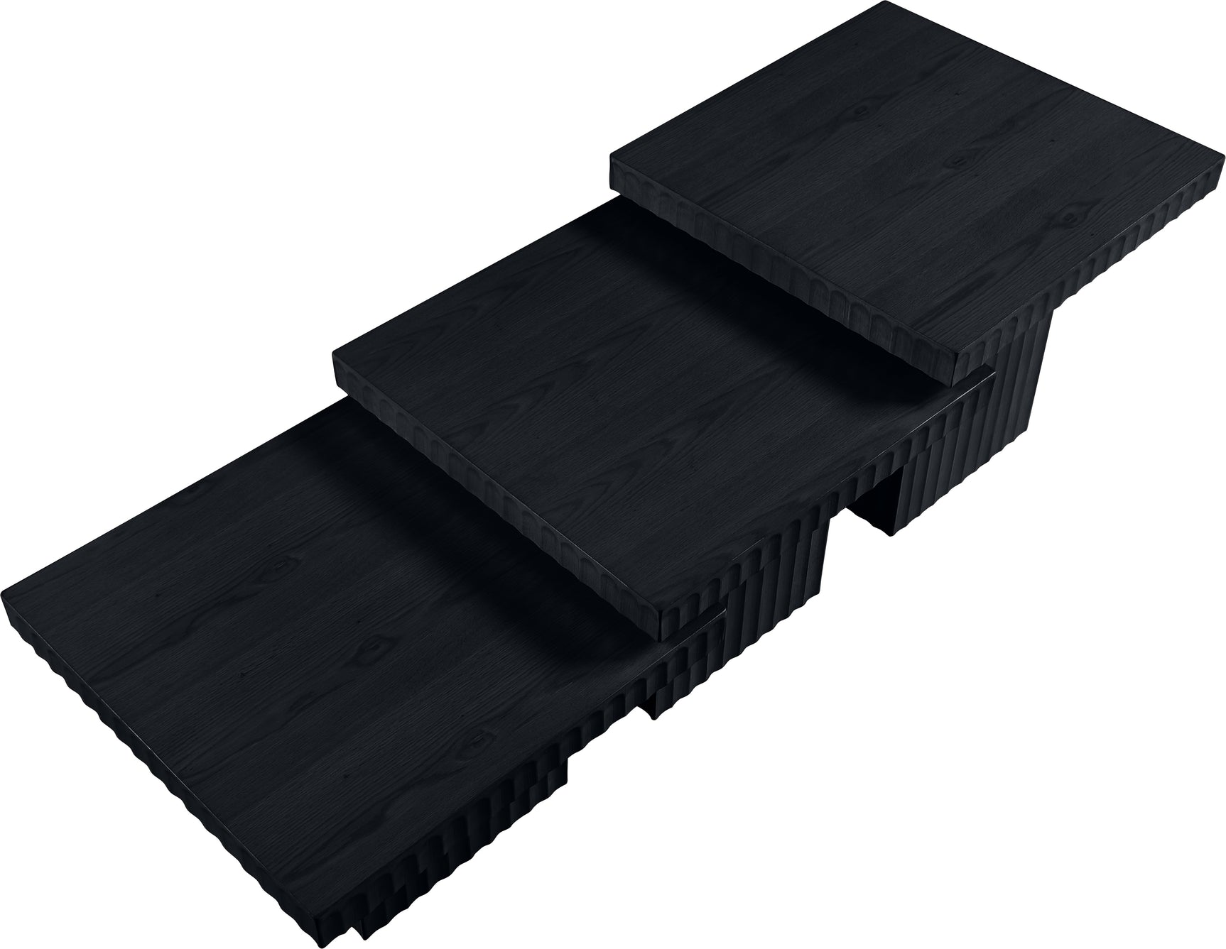 Malibu Black Wood And Oak Veneer 3-Piece Coffee Table - Ornate Home