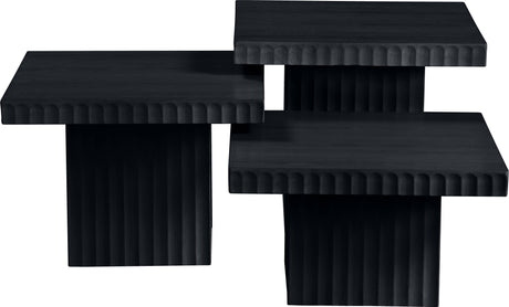 Malibu Black Wood And Oak Veneer 3-Piece Coffee Table - Ornate Home