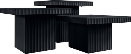 Malibu Black Wood And Oak Veneer 3-Piece Coffee Table - Ornate Home