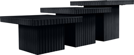 Malibu Black Wood And Oak Veneer 3-Piece Coffee Table - Ornate Home