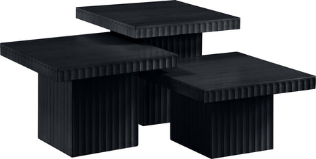 Malibu Black Wood And Oak Veneer 3-Piece Coffee Table - Ornate Home