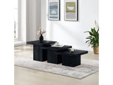 Malibu Black Wood And Oak Veneer 3-Piece Coffee Table - Ornate Home