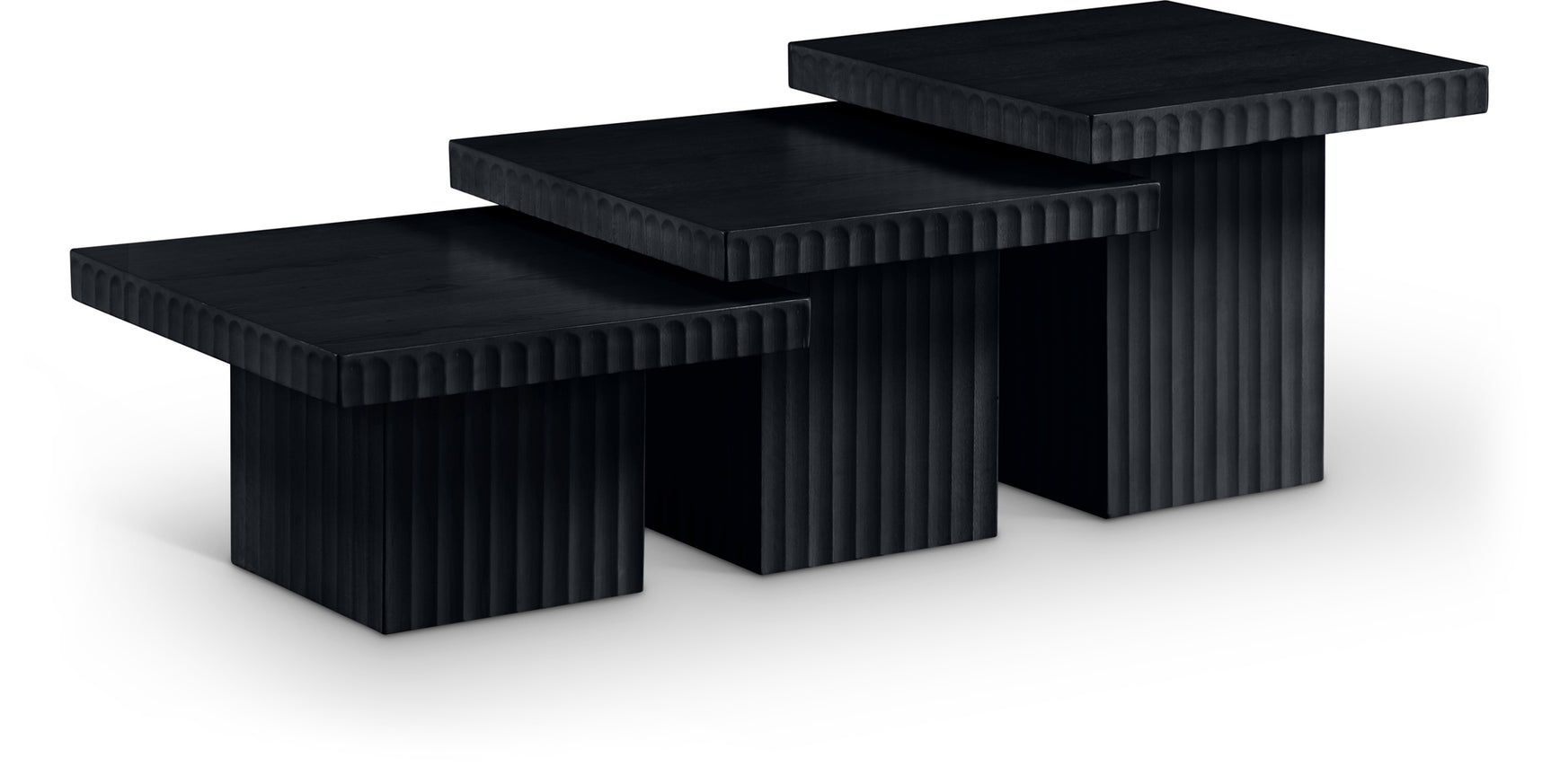 Malibu Black Wood And Oak Veneer 3-Piece Coffee Table - Ornate Home