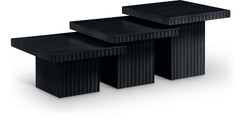 Malibu Black Wood And Oak Veneer 3-Piece Coffee Table - Ornate Home