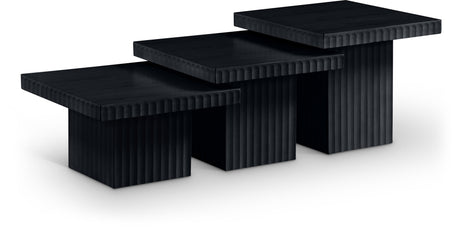 Malibu Black Wood And Oak Veneer 3-Piece Coffee Table - Ornate Home