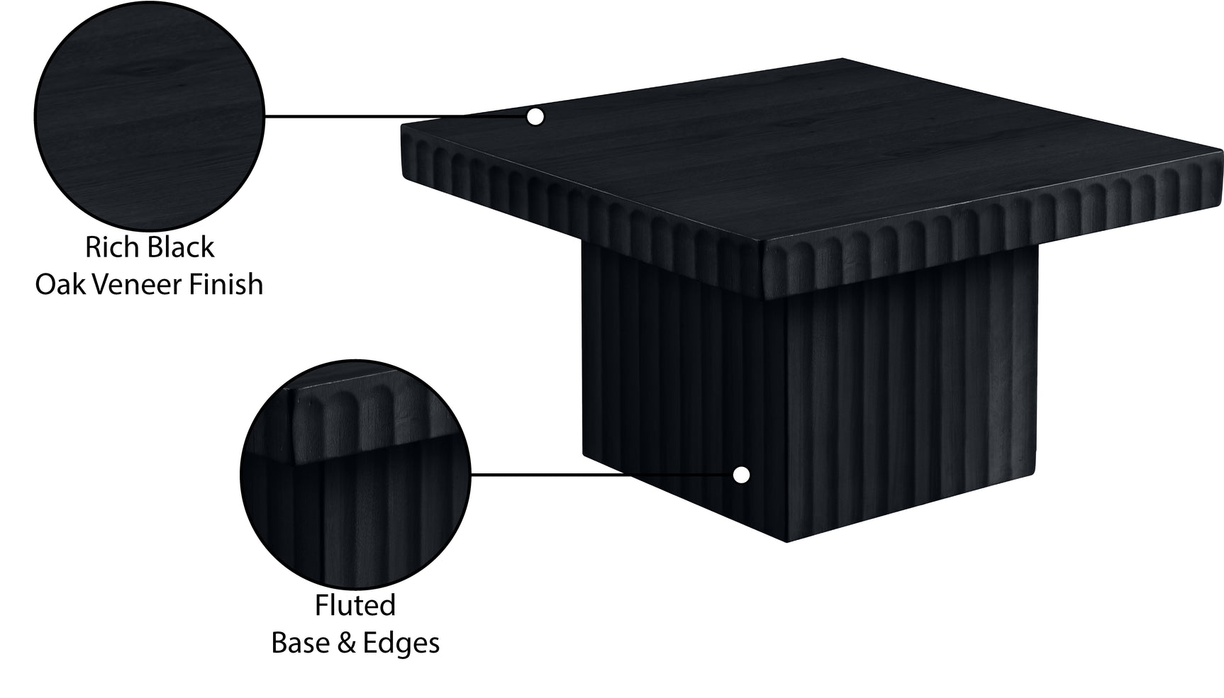 Malibu Black Wood And Oak Veneer Coffee Table - Ornate Home