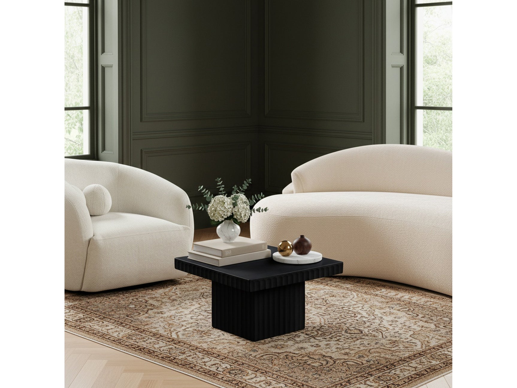 Malibu Black Wood And Oak Veneer Coffee Table - Ornate Home