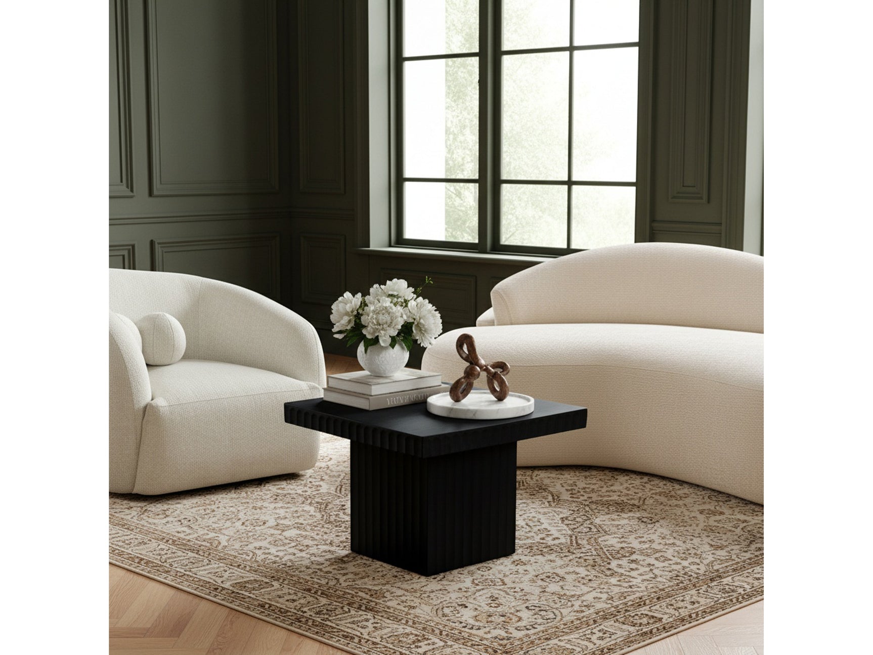 Malibu Black Wood And Oak Veneer Coffee Table - Ornate Home
