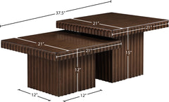 Malibu Brown Wood And Oak Veneer 2-Piece Coffee Table - Ornate Home