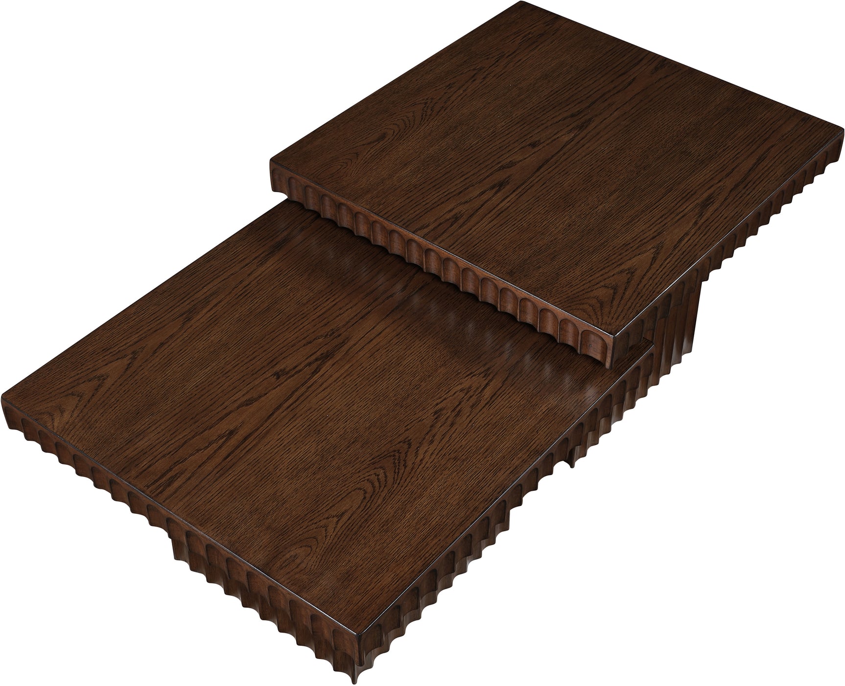 Malibu Brown Wood And Oak Veneer 2-Piece Coffee Table - Ornate Home