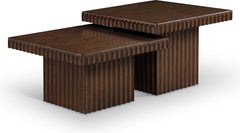 Malibu Brown Wood And Oak Veneer 2-Piece Coffee Table - Ornate Home