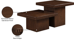 Malibu Brown Wood And Oak Veneer 2-Piece Coffee Table - Ornate Home