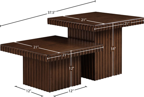 Malibu Brown Wood And Oak Veneer 2-Piece Coffee Table - Ornate Home