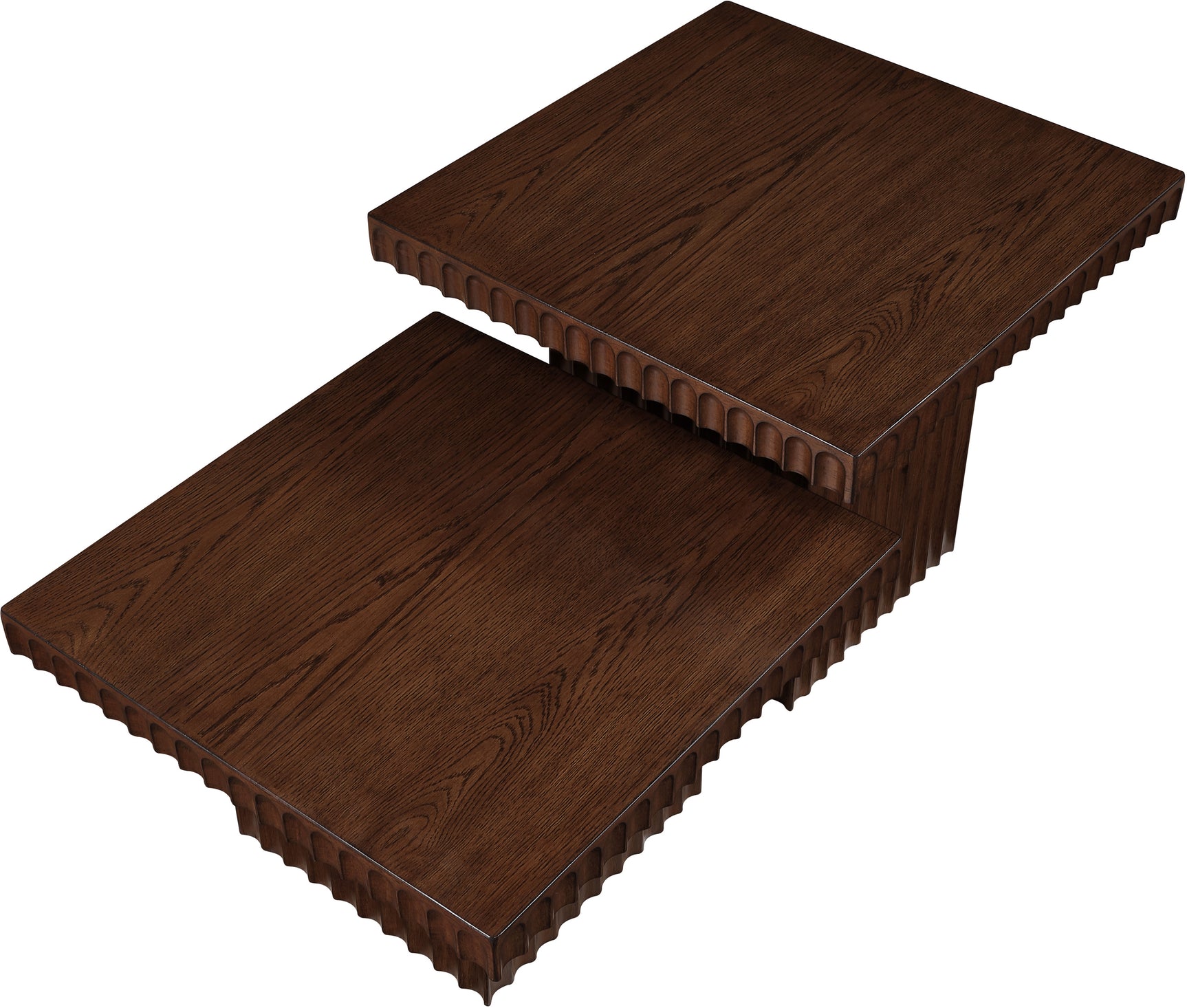 Malibu Brown Wood And Oak Veneer 2-Piece Coffee Table - Ornate Home