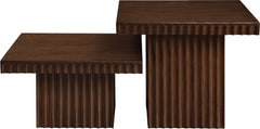 Malibu Brown Wood And Oak Veneer 2-Piece Coffee Table - Ornate Home